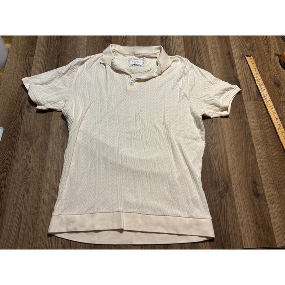 Denim & Flower Other - Denim & Flower Quarter Zip Polo Shirt Men XL Cream Adult Textured Knit Excellent